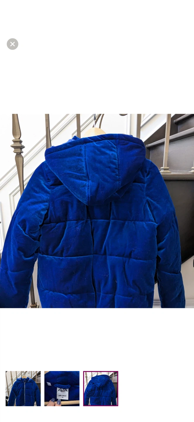 Arctic Squad Blue Velvet Puffer Jacket Size 12 - photo 2