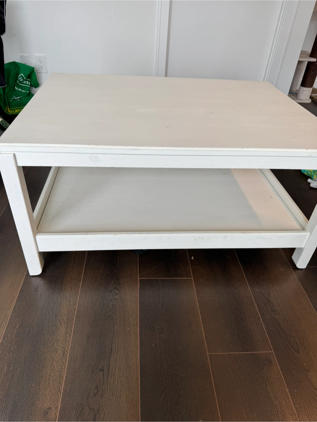 White Square Coffee Table with Shelf - photo 2