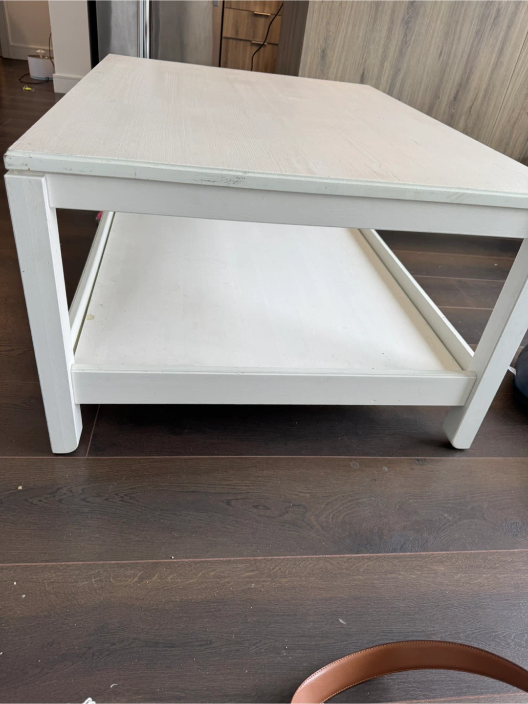 White Square Coffee Table with Shelf