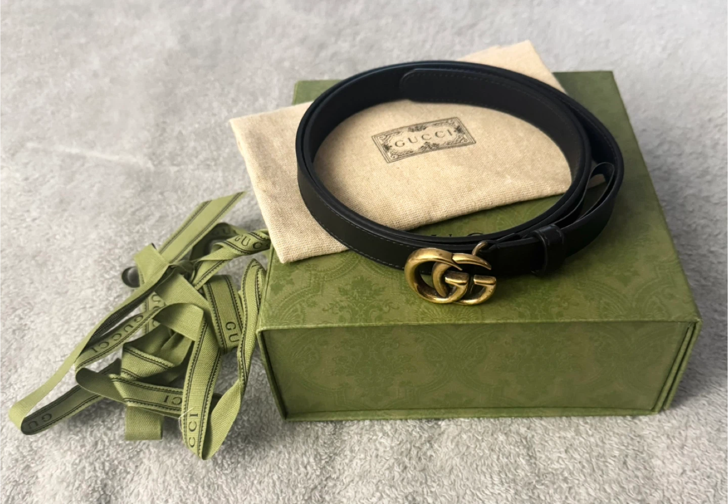 Gucci Black Leather GG Marmont Belt