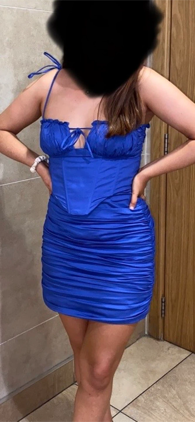 Oh Polly UK Ruched Corset Mini Dress Royal Blue