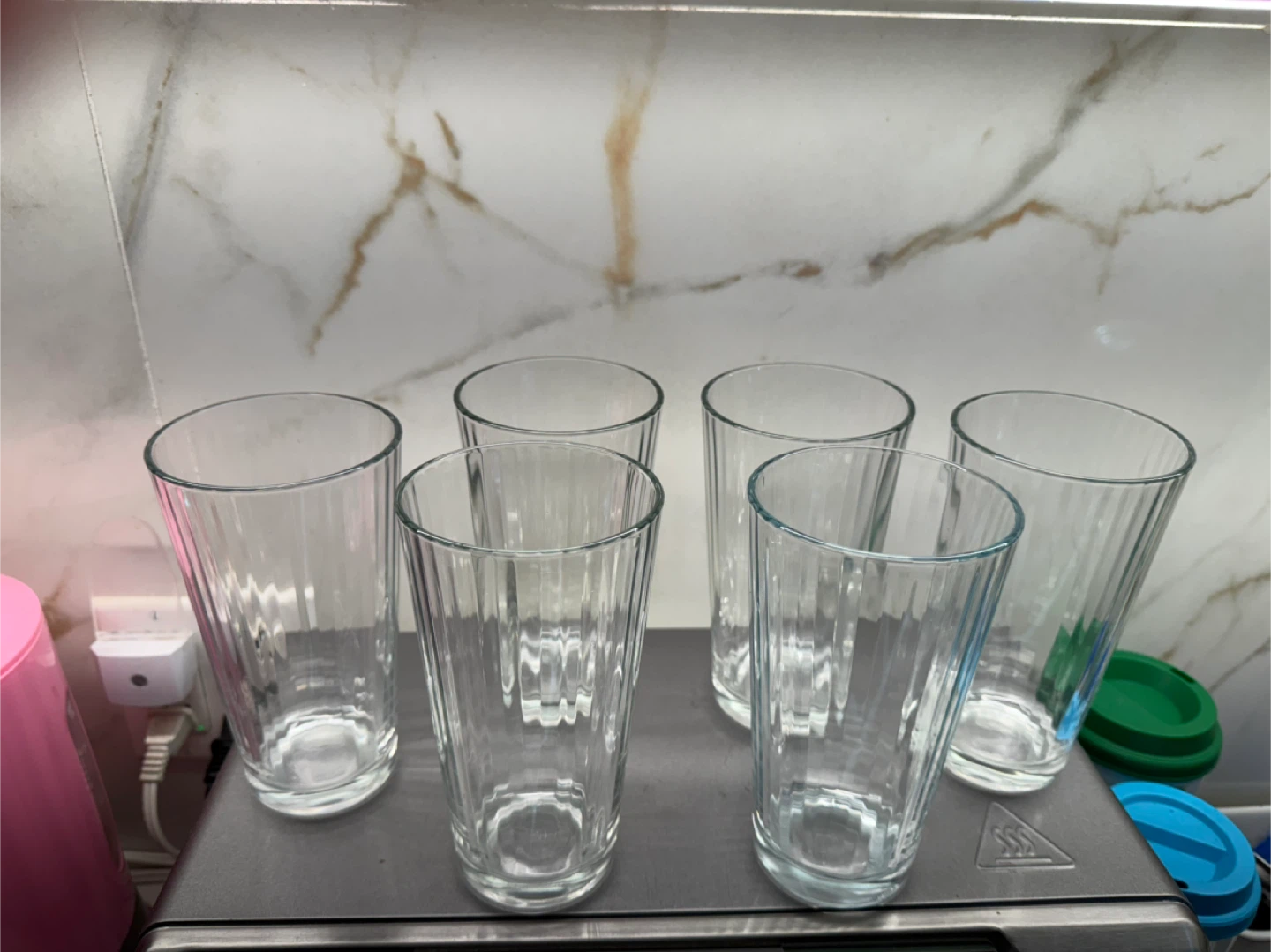 Set of 6 Clear Glass cups