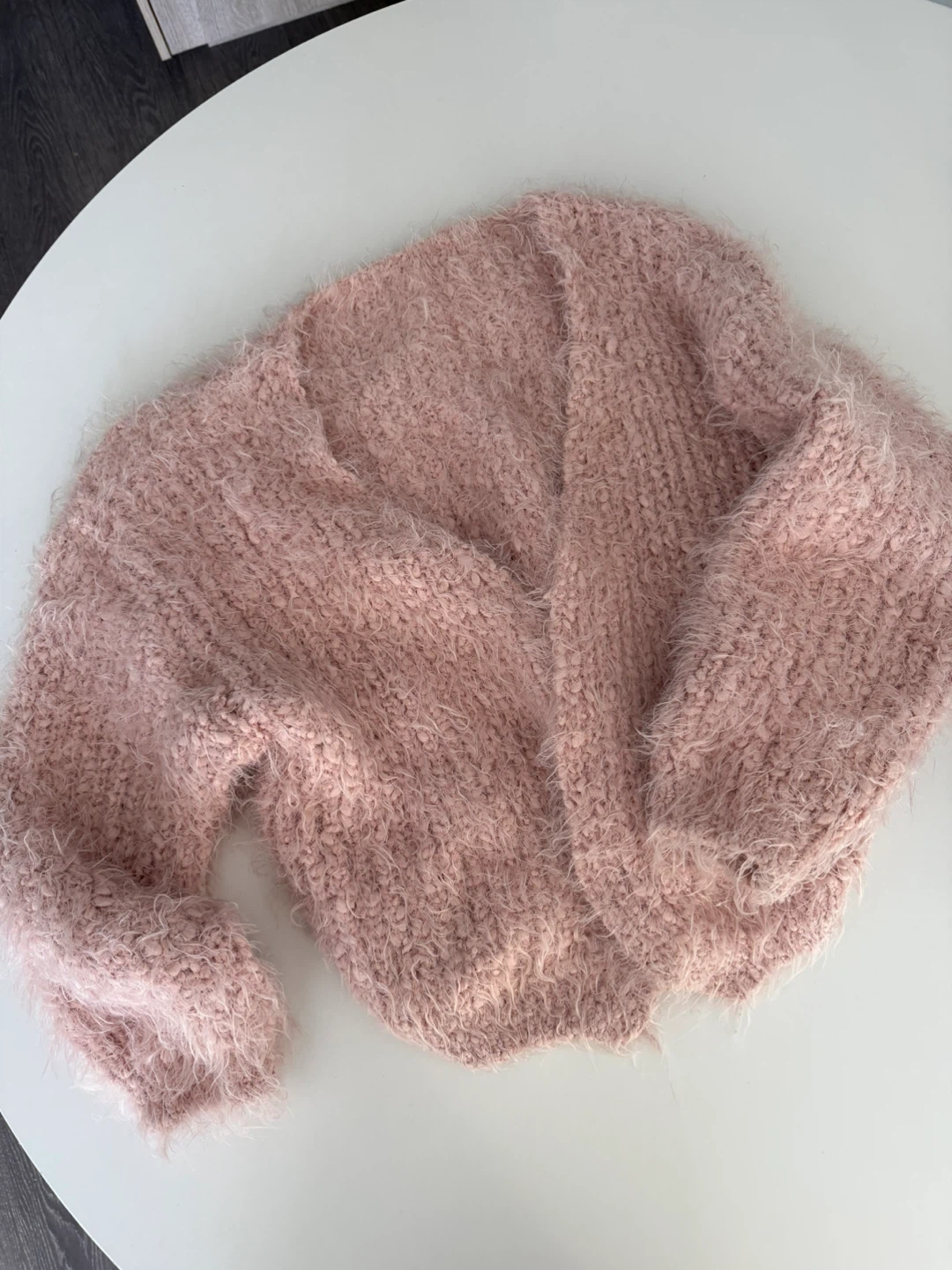 Pink Fuzzy Knit Cardigan