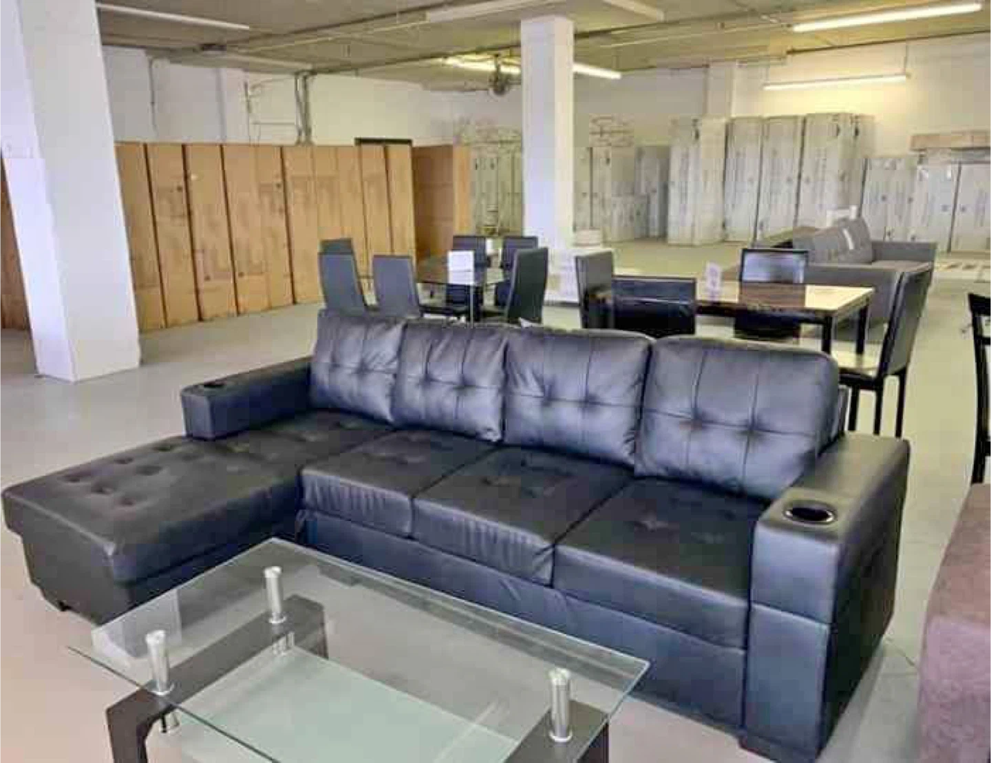 Sectional Sofa - Black Leather! FREE DELIVERY 🚚 - photo 2