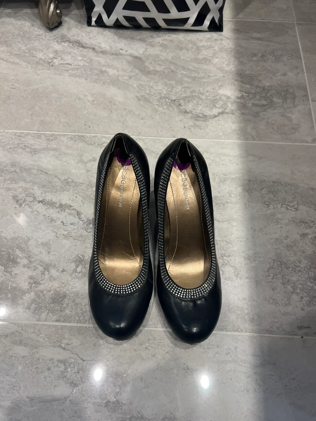 BCBG Generation Navy Wedge Heels with Rhinestone Detail - photo 2
