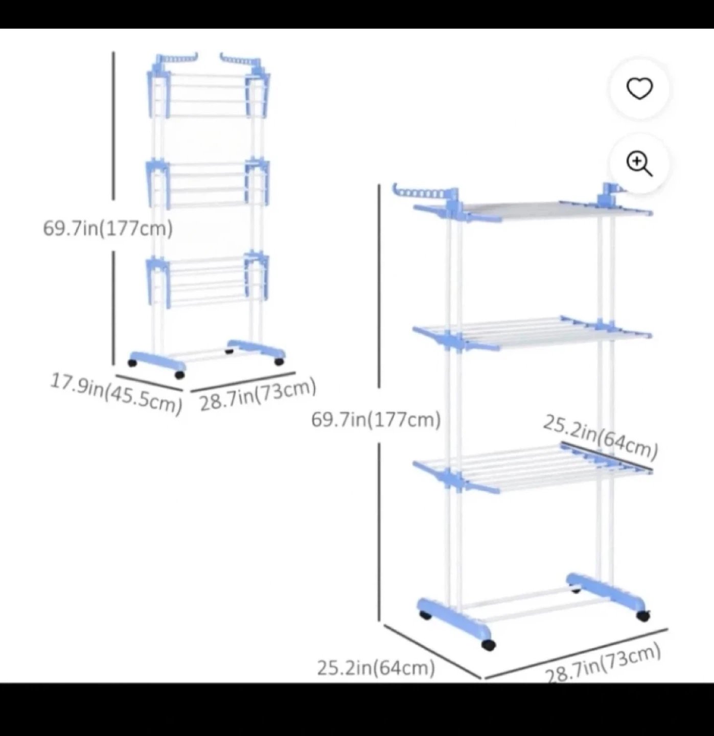 3-Tier Rolling Drying Rack "🧡" - photo 2