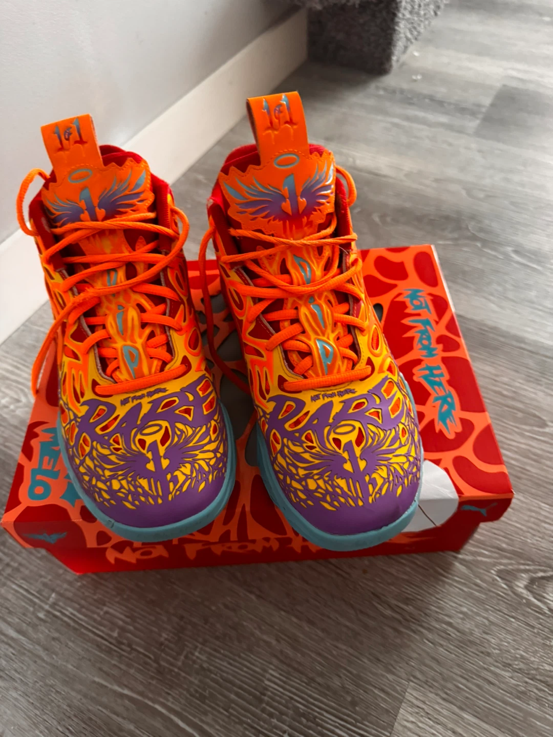 Puma Basketball Shoes Orange Purple Yellow Size 8 - photo 3