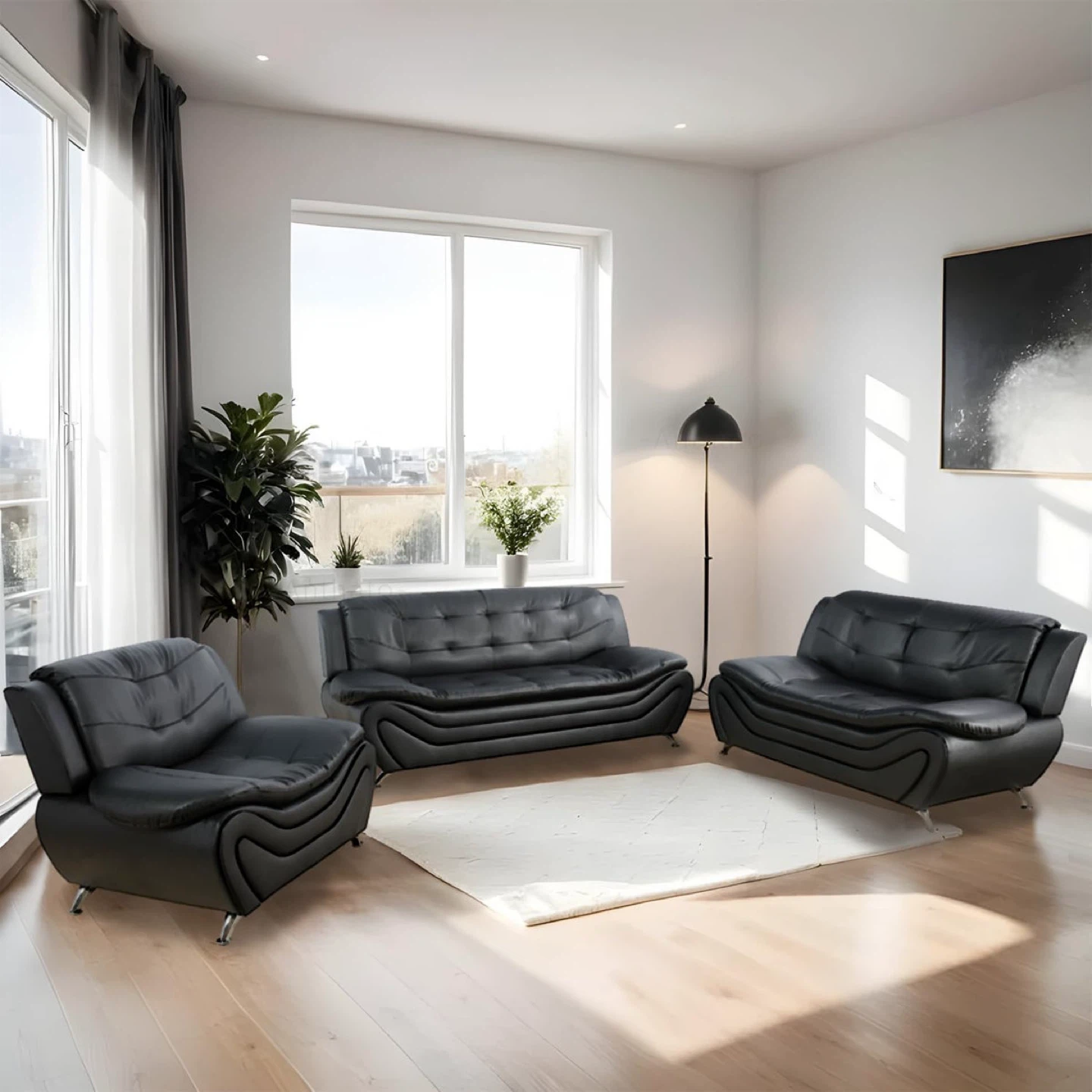 Modern Leather Sofa Set! Free Delivery 🚚