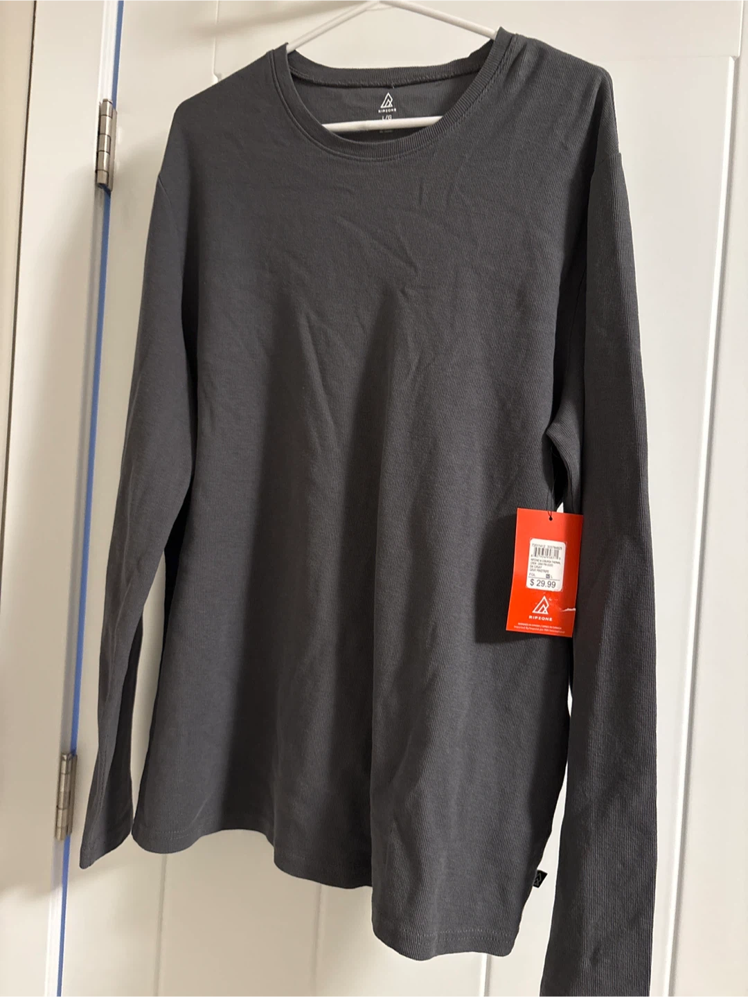 Ripzone Men's Thermal Crew Neck Long Sleeve Shirt - Gray - Large