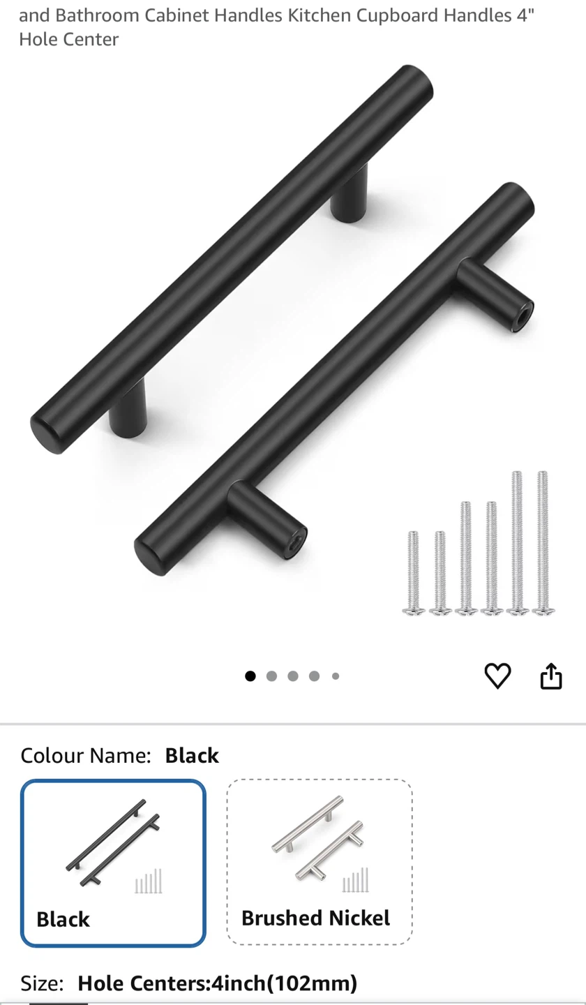 Black Cabinet Handles (4" Hole Center) 25 pack  PS25