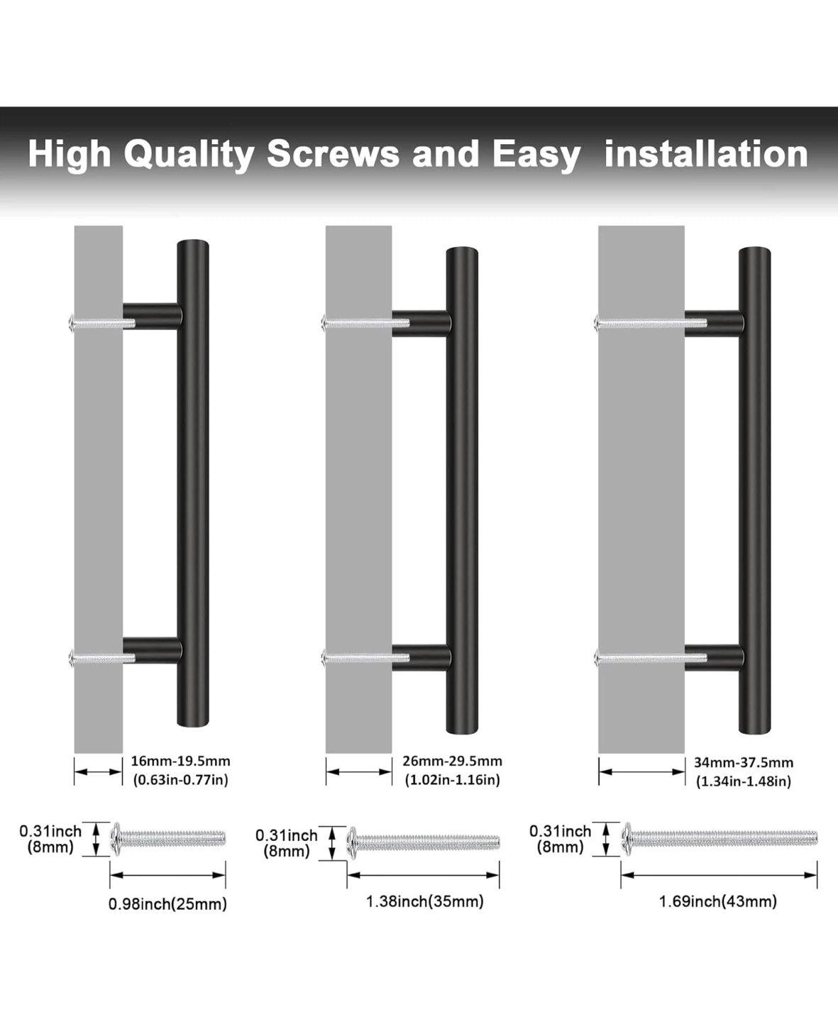 Black Cabinet Handles (4" Hole Center) 25 pack  PS25 - photo 5