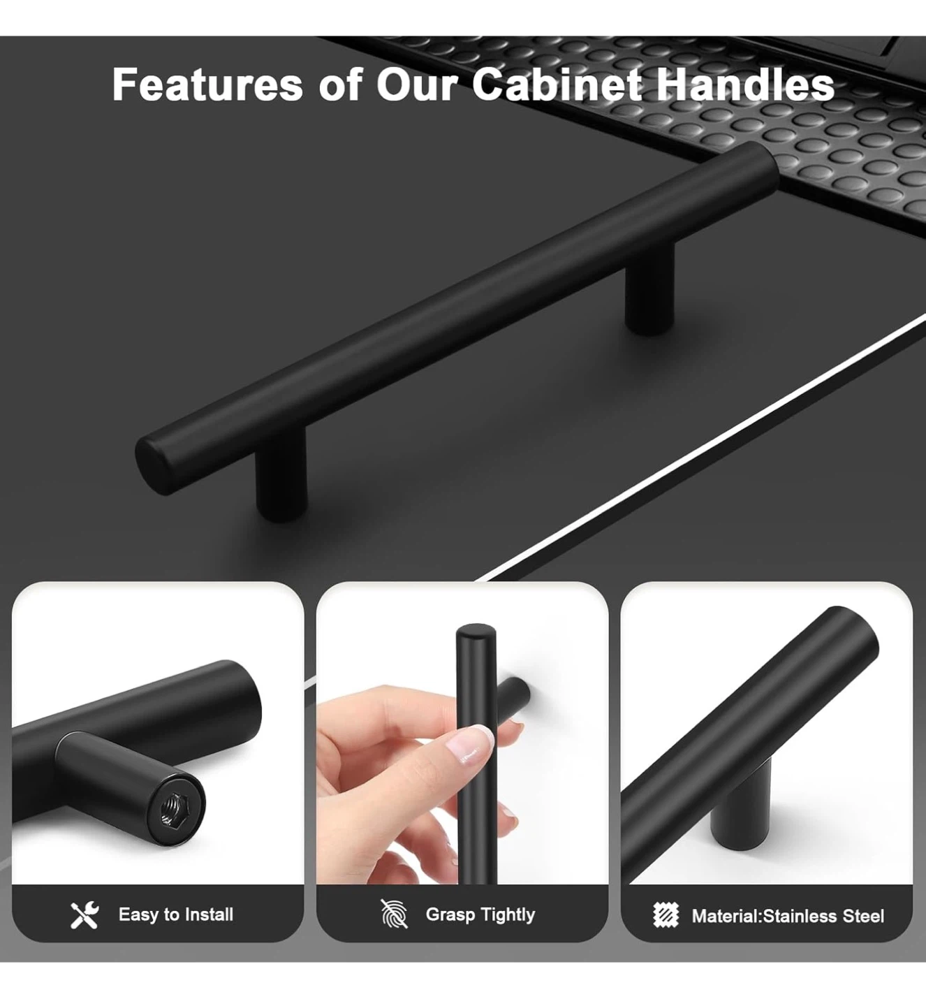 Black Cabinet Handles (4" Hole Center) 25 pack  PS25 - photo 4