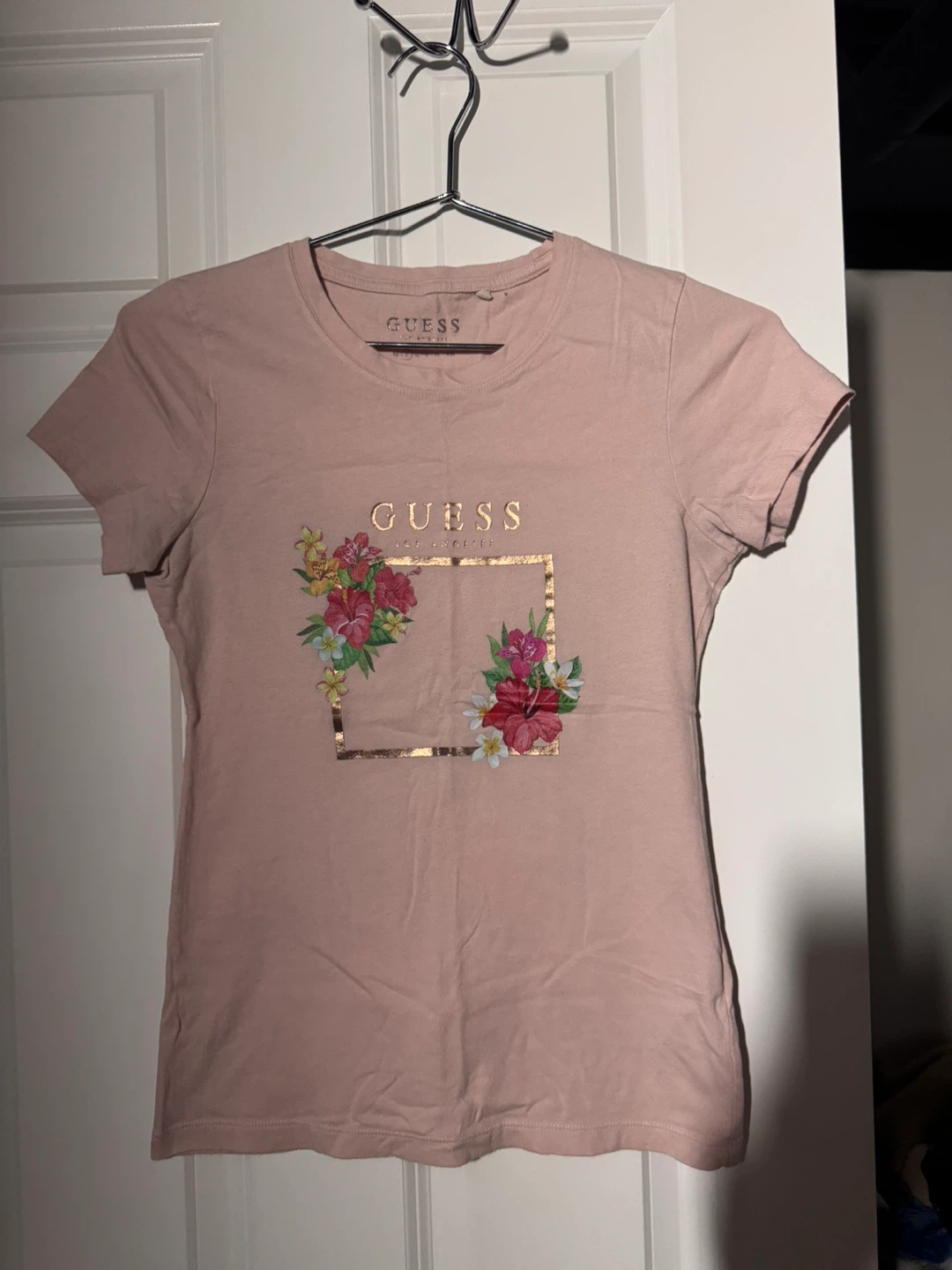 Guess Pink T-Shirt with Floral Graphic