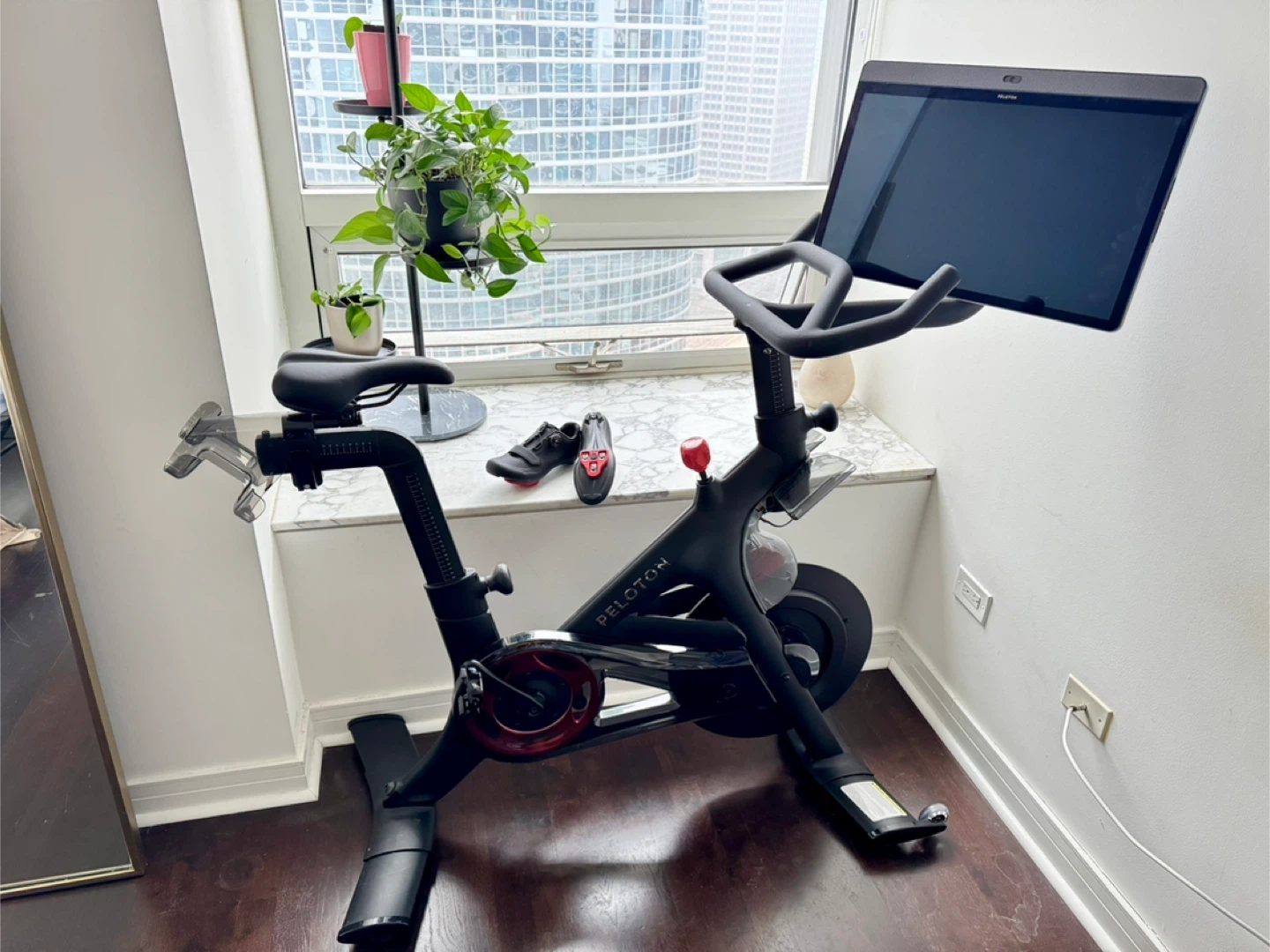 Peloton Bike+ and Bontrager cycling shoes