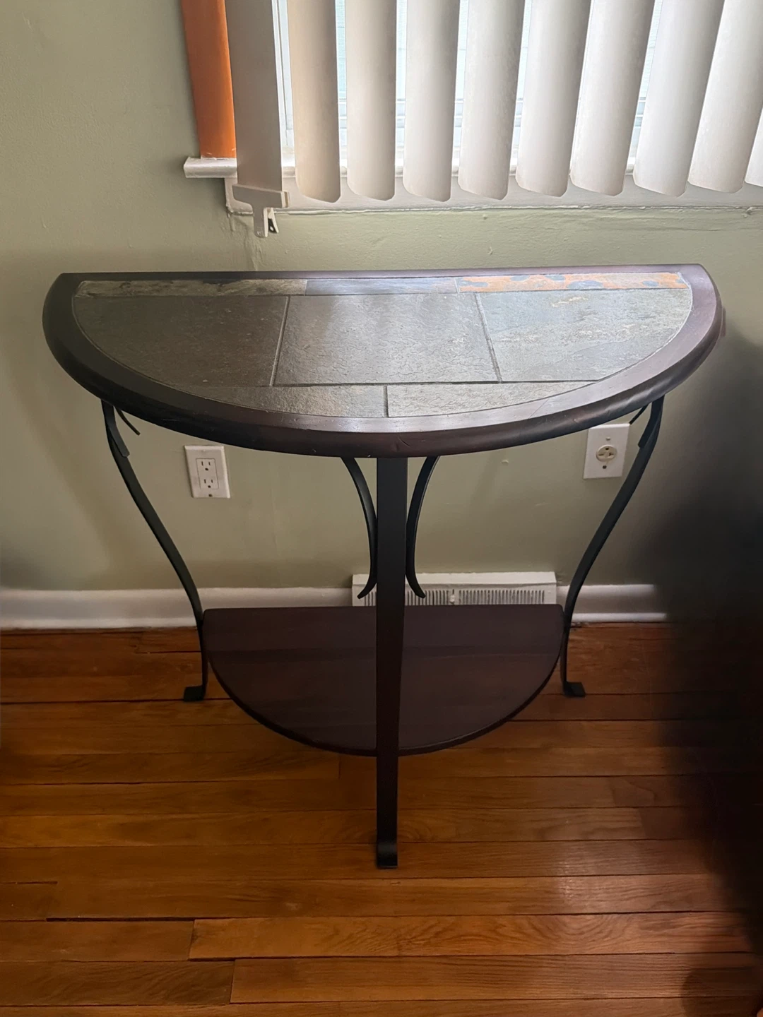 Half-Round Accent Table with Tile Top