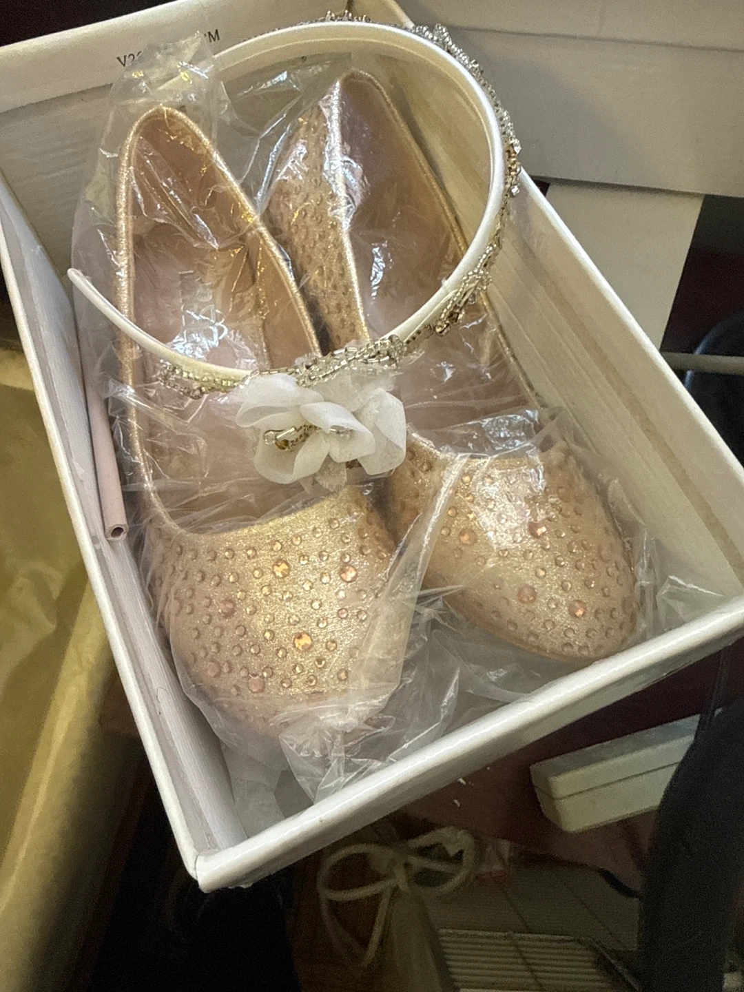 Sparkly Rose Gold Girls Shoes and Headband Set - photo 2