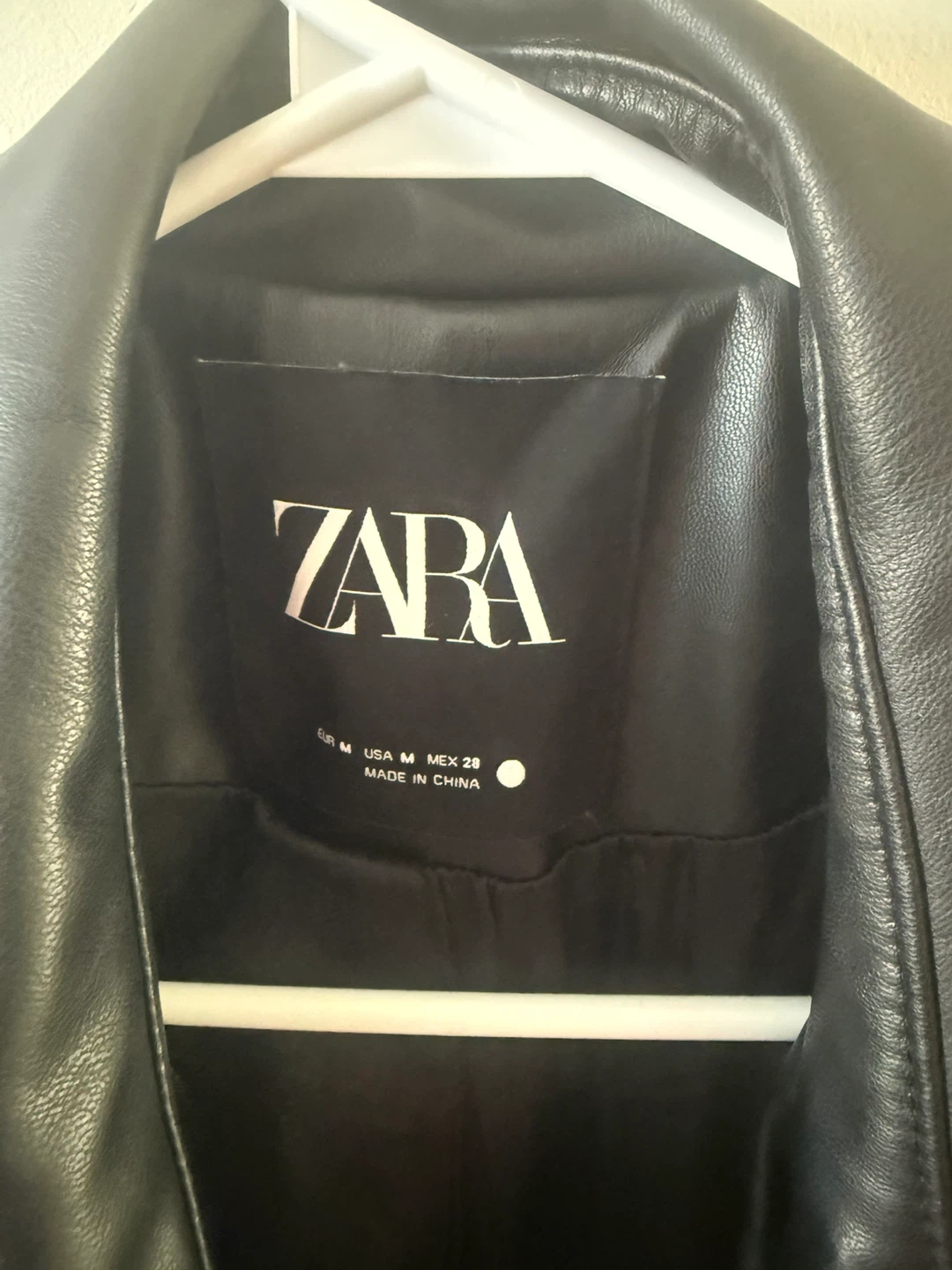 Zara Faux Leather Trench Coat - Black, Size M - photo 3