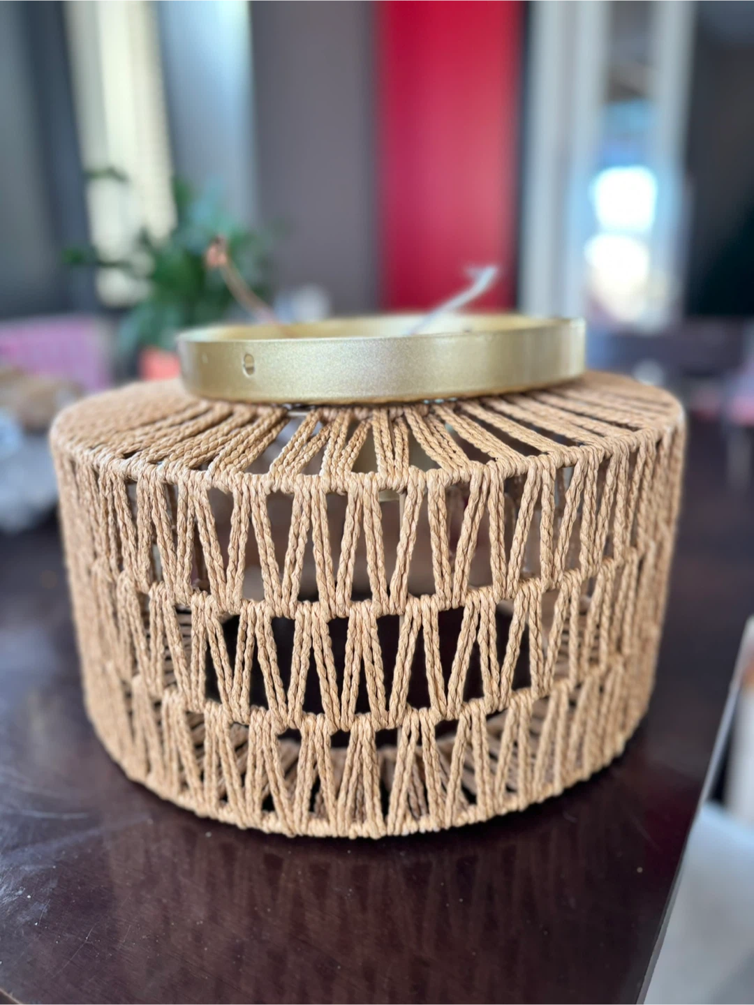 Gold rattan ceiling light