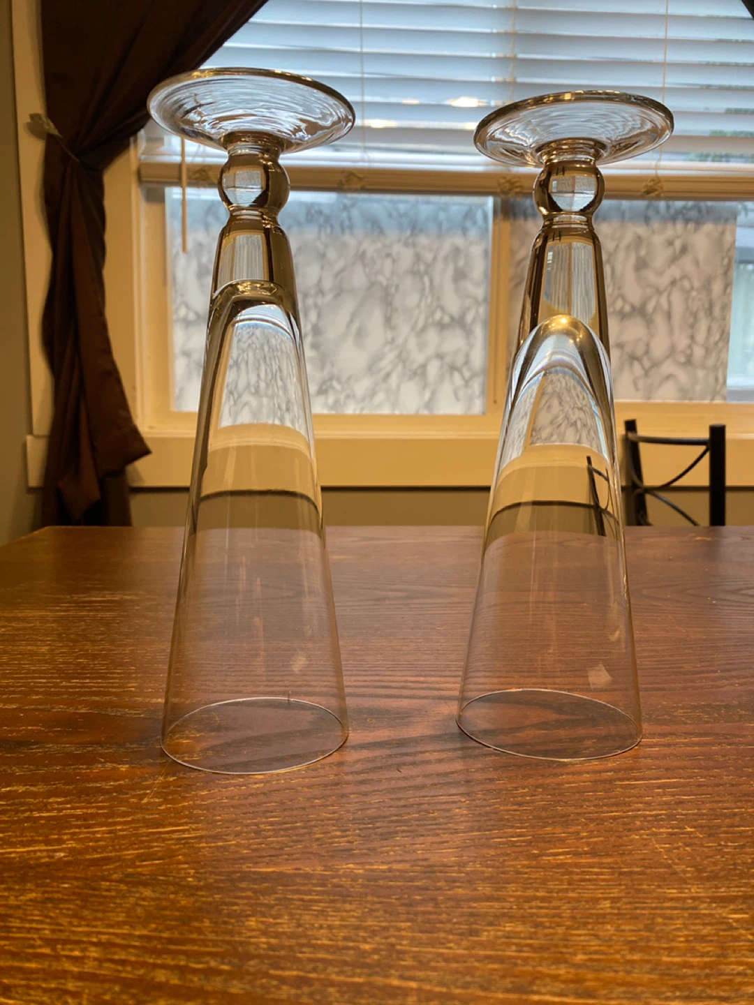 ❤️ Set of 2 Clear Glass Trumpet Flute Glasses
