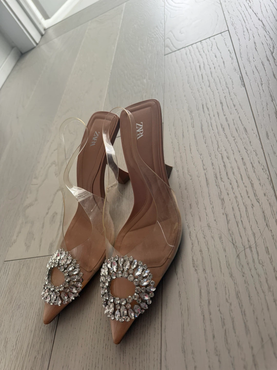 ZARA Clear Embellished Heels - photo 2