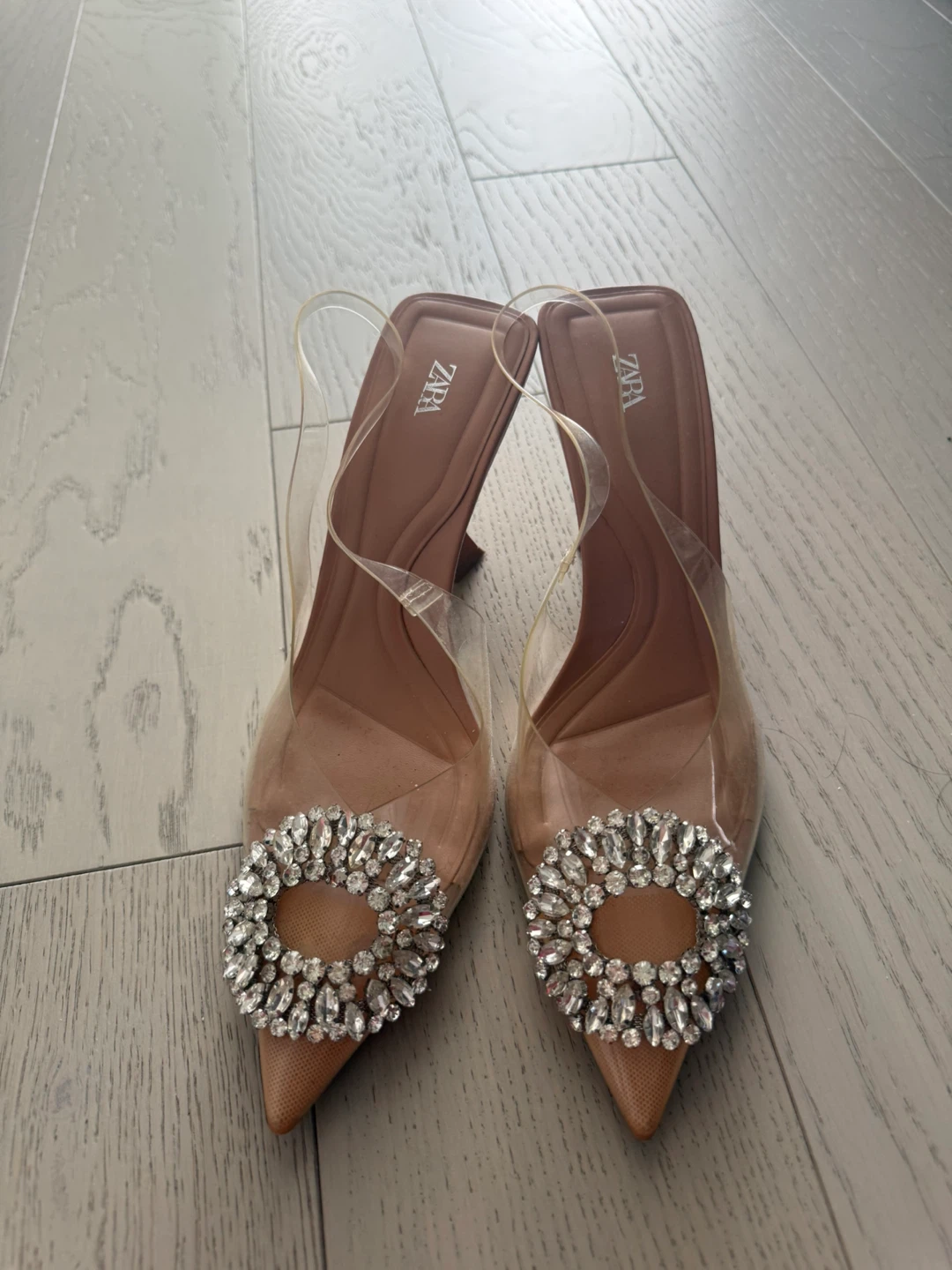 ZARA Clear Embellished Heels