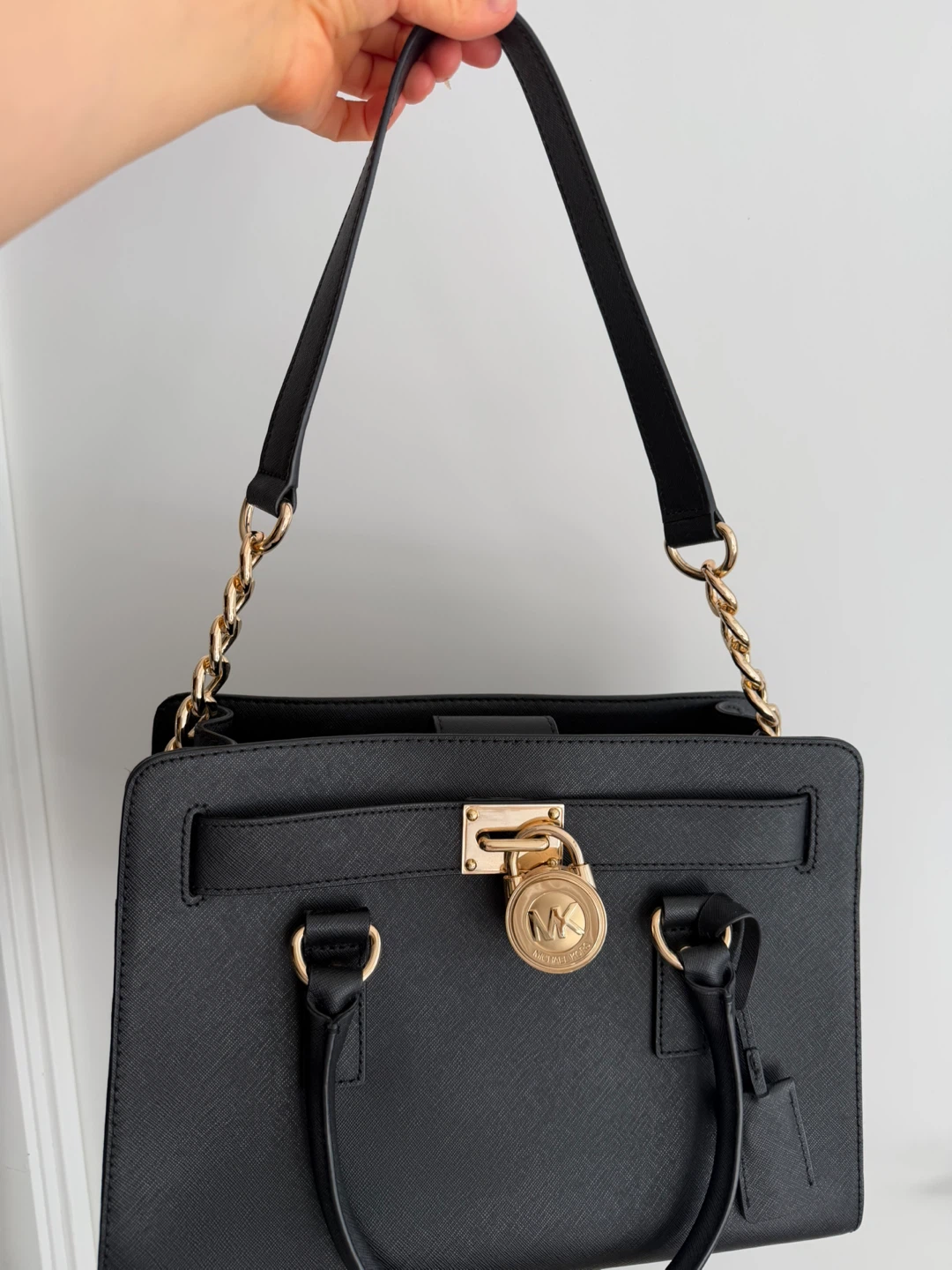 Michael Kors Black Leather Satchel Handbag