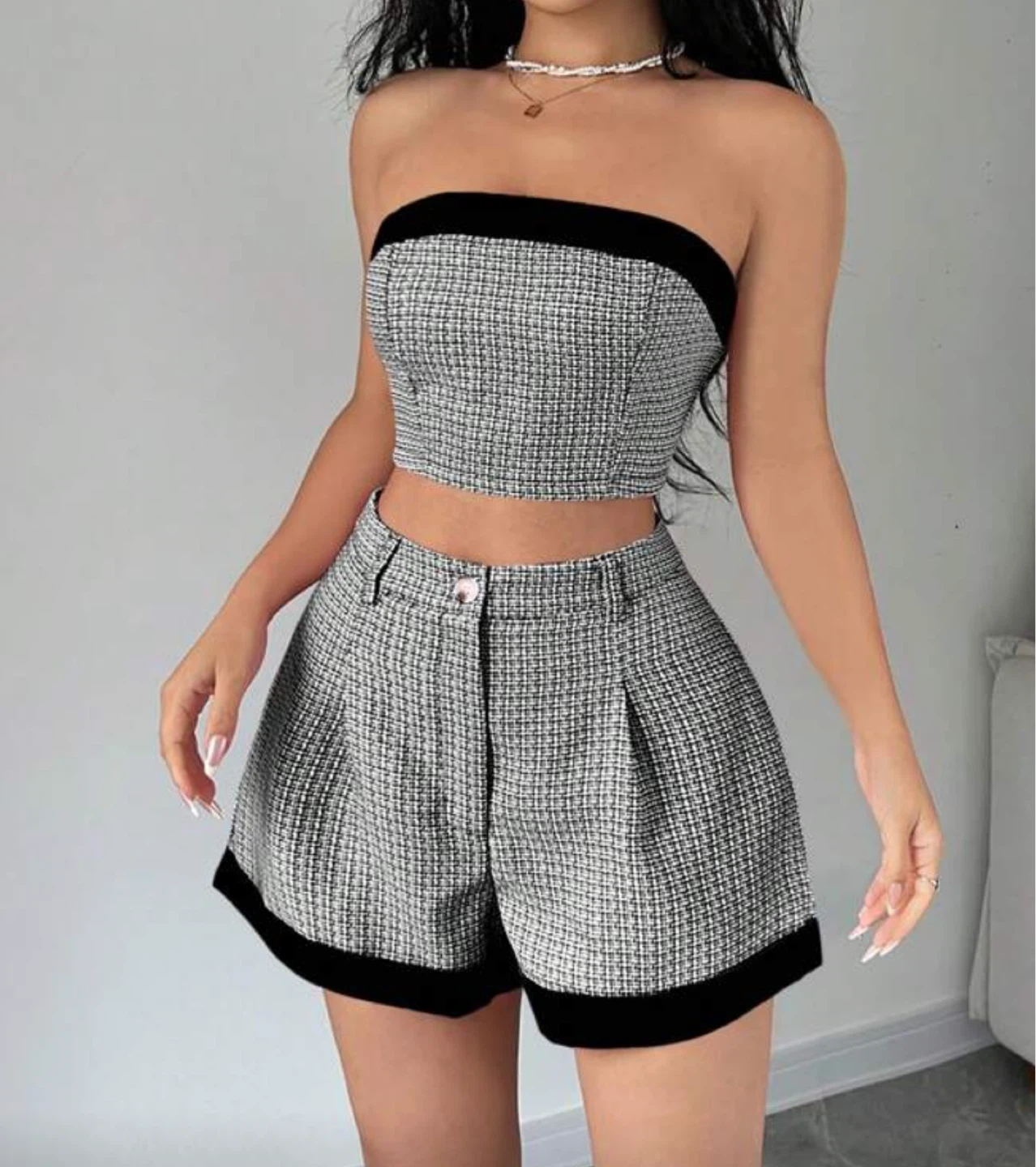 Tweed Tube Top and Shorts Set - photo 2
