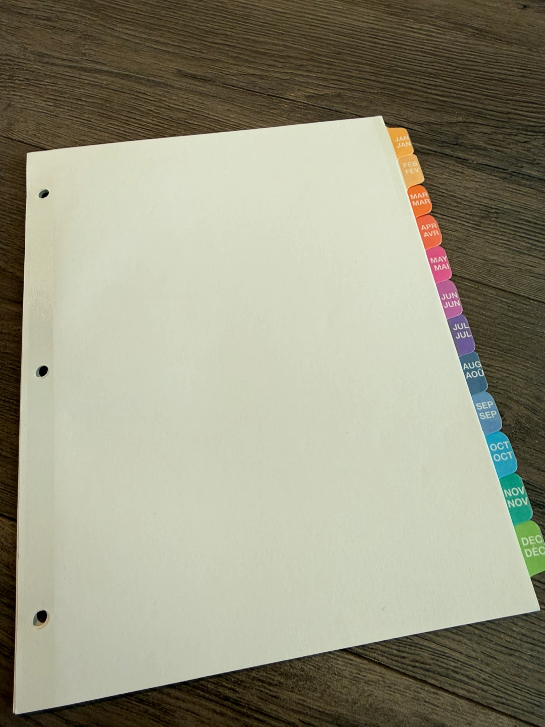 Binder Dividers with Monthly Tabs