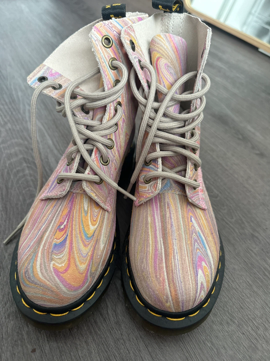 Dr. Martens Pascal Boots - Pink Swirl Print - Size 3 UK / 5 US