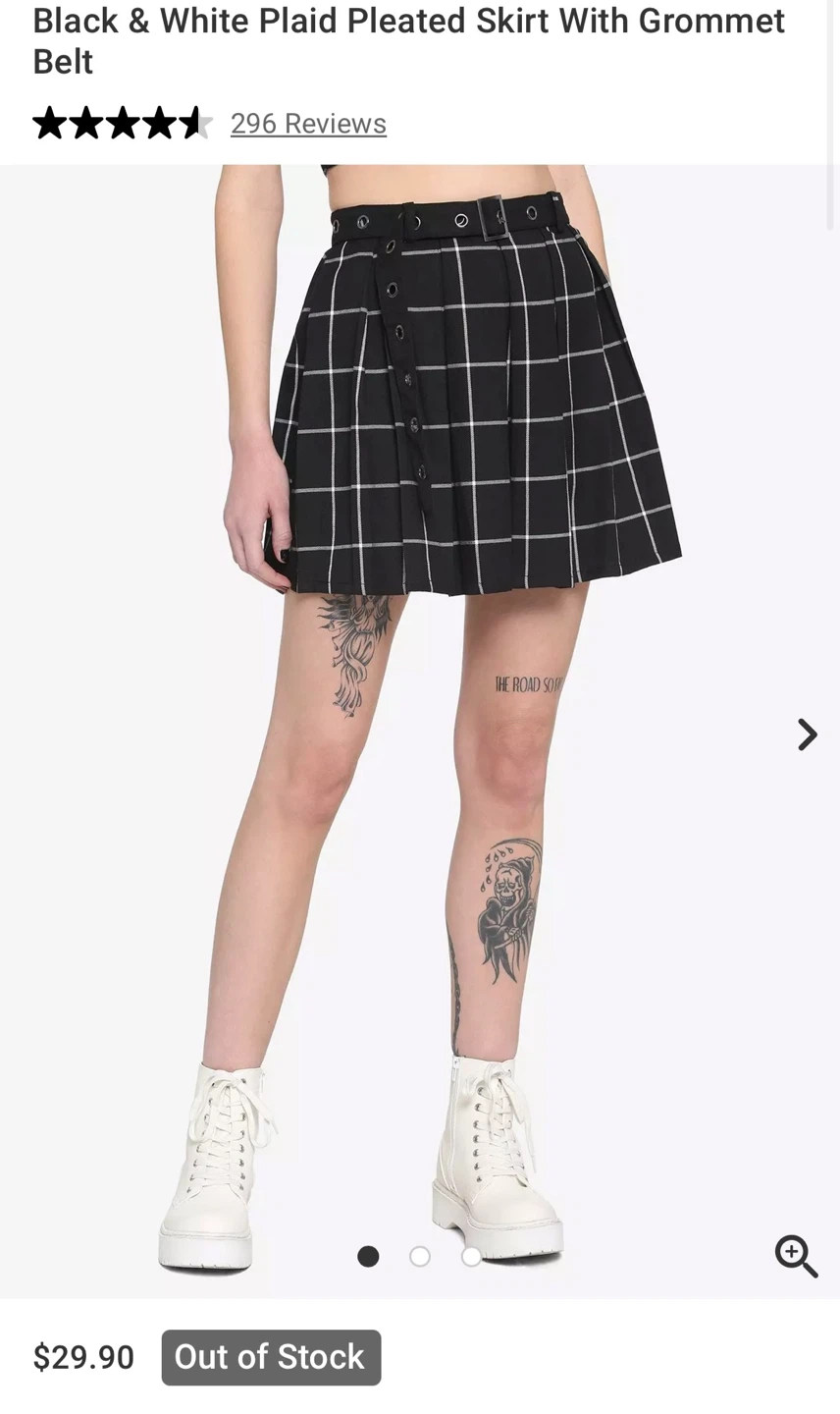 Hot Topic Black & White Plaid Pleated Skirt | Women - photo 4