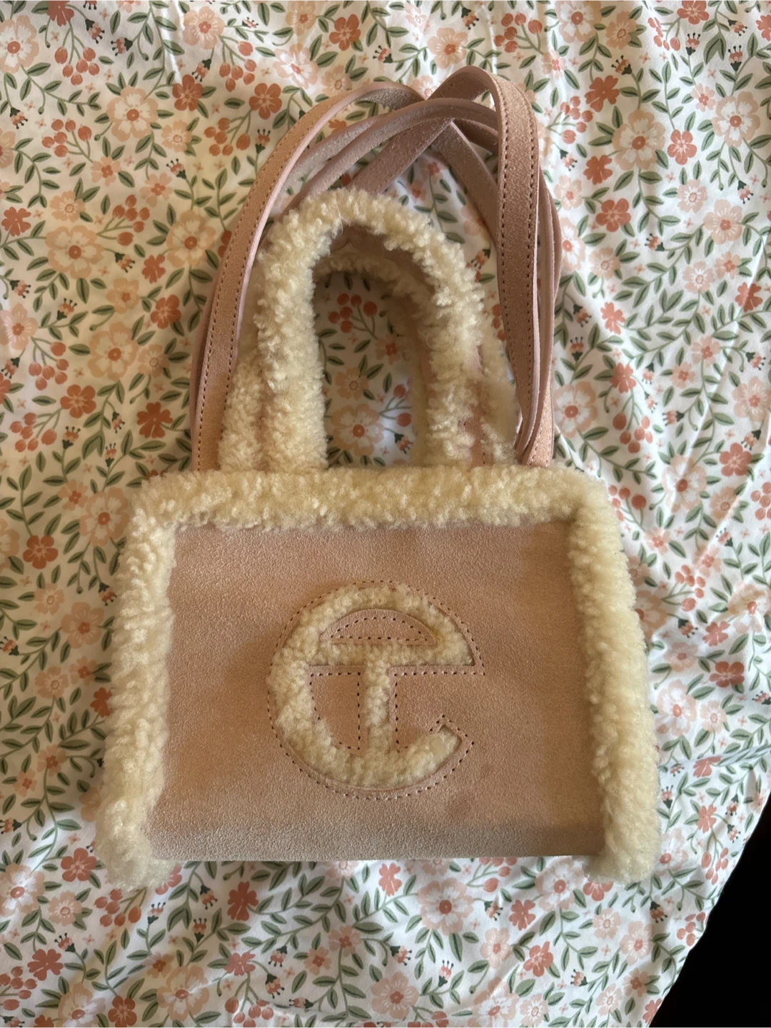 Telfar Shopping Bag - Pink Suede & Shearling