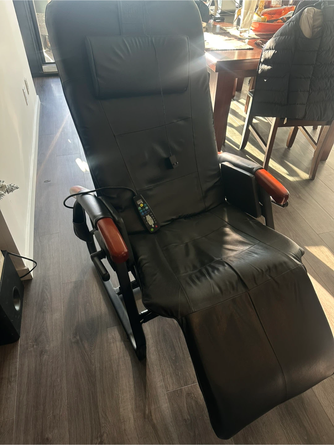 Black Leather Massage Recliner Chair - photo 2