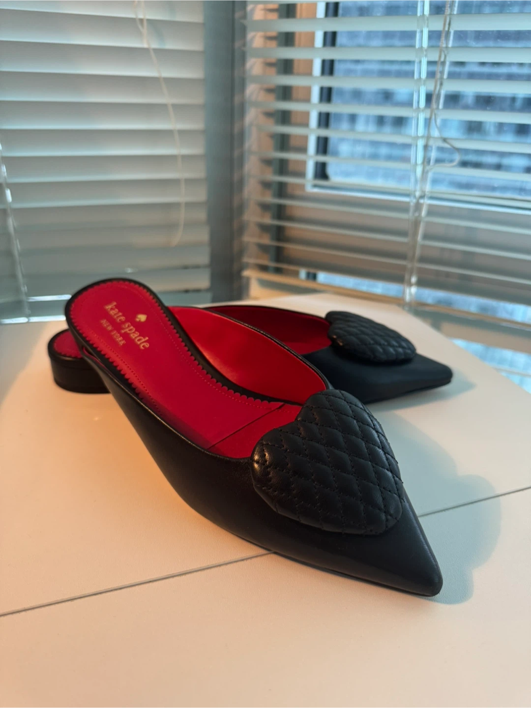 Kate Spade Black Zora Heart Mules - Women's Flats