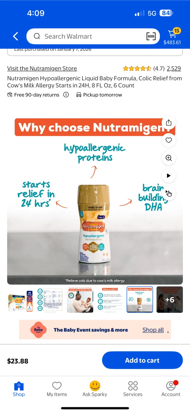 Nutramigen Hypoallergenic Infant Formula Liquid (8 oz Bottles) - photo 2