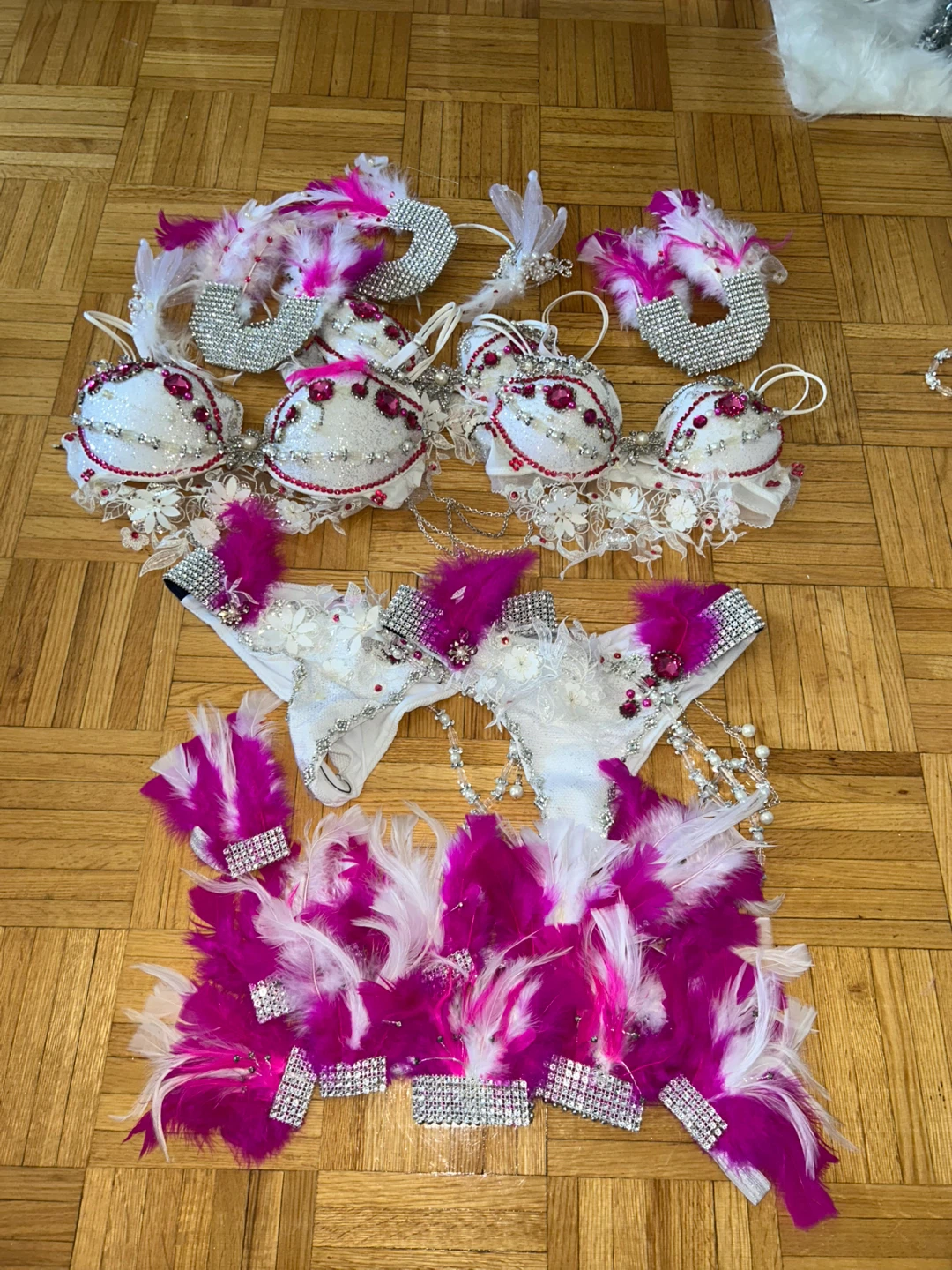 Two Samba Costumes Pink and White Two Piece