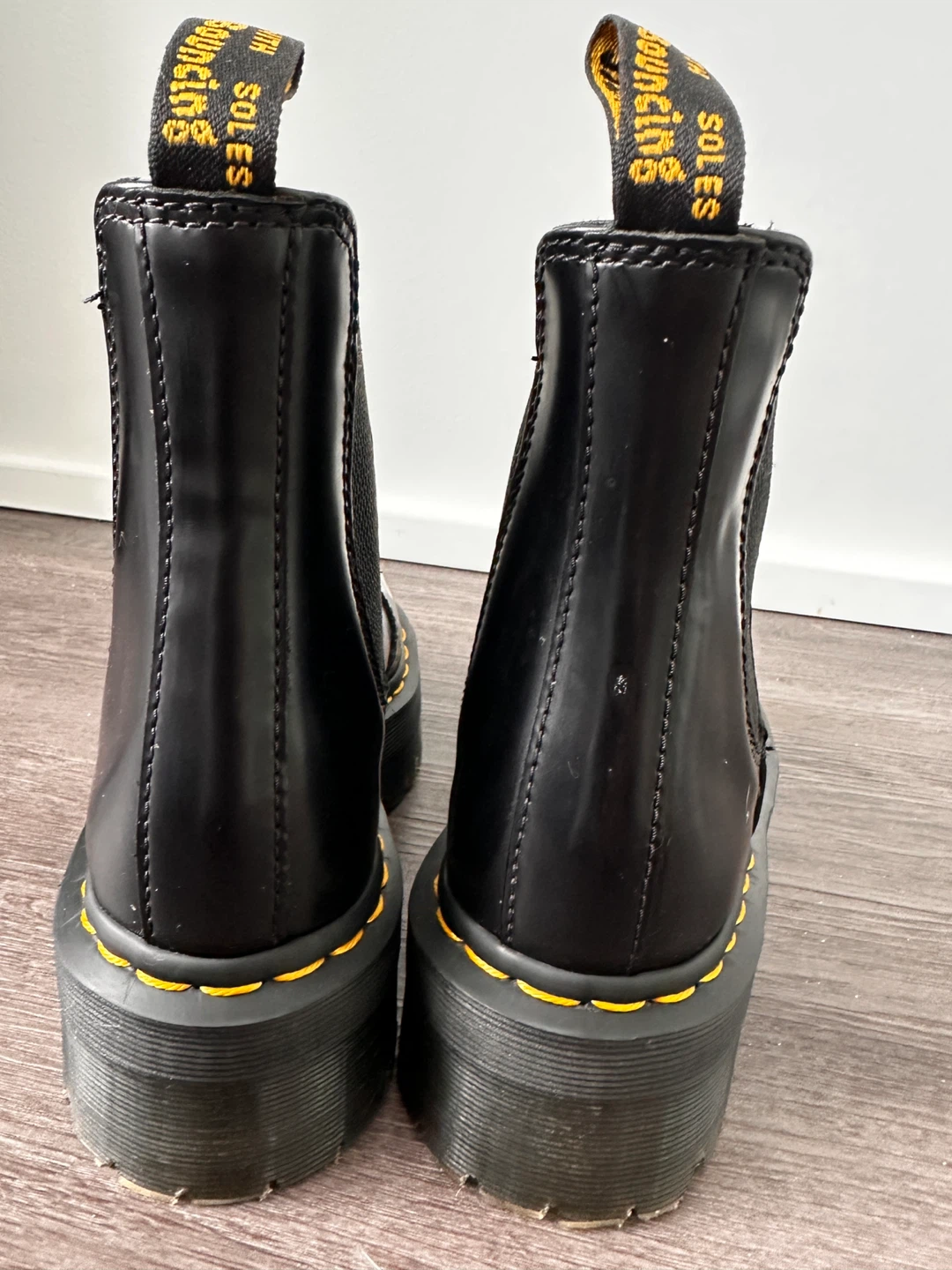 Dr. Martens Black Leather Platform Chelsea Boots Size US M 6 - photo 2
