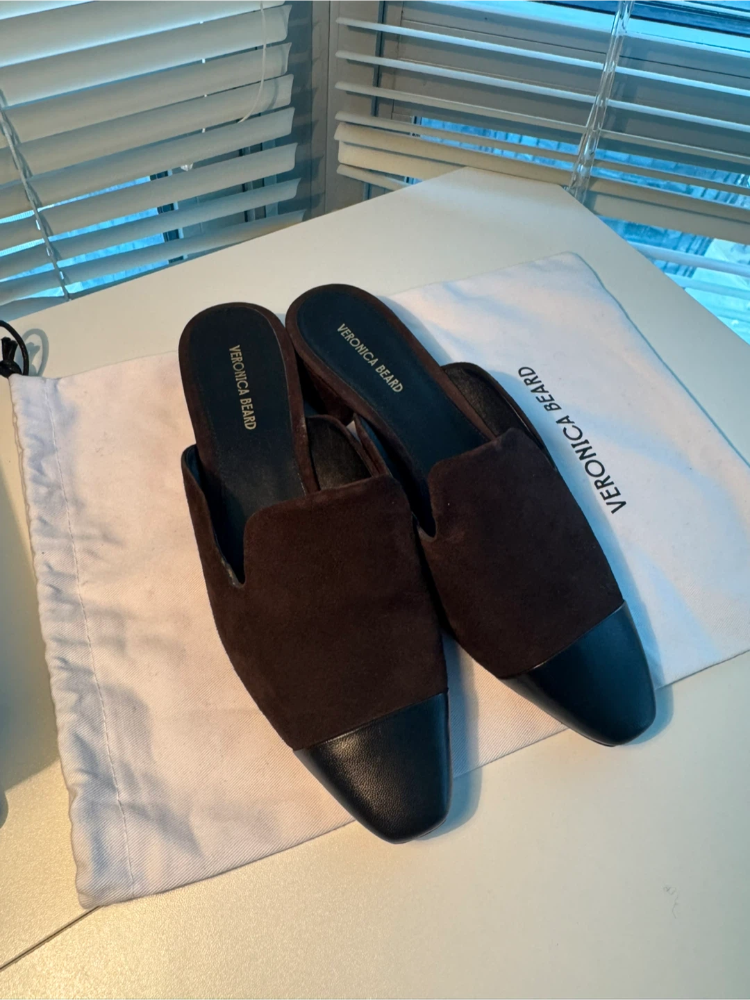 Veronica Beard Cecile Suede Cap-Toe Mules - Brown - photo 2