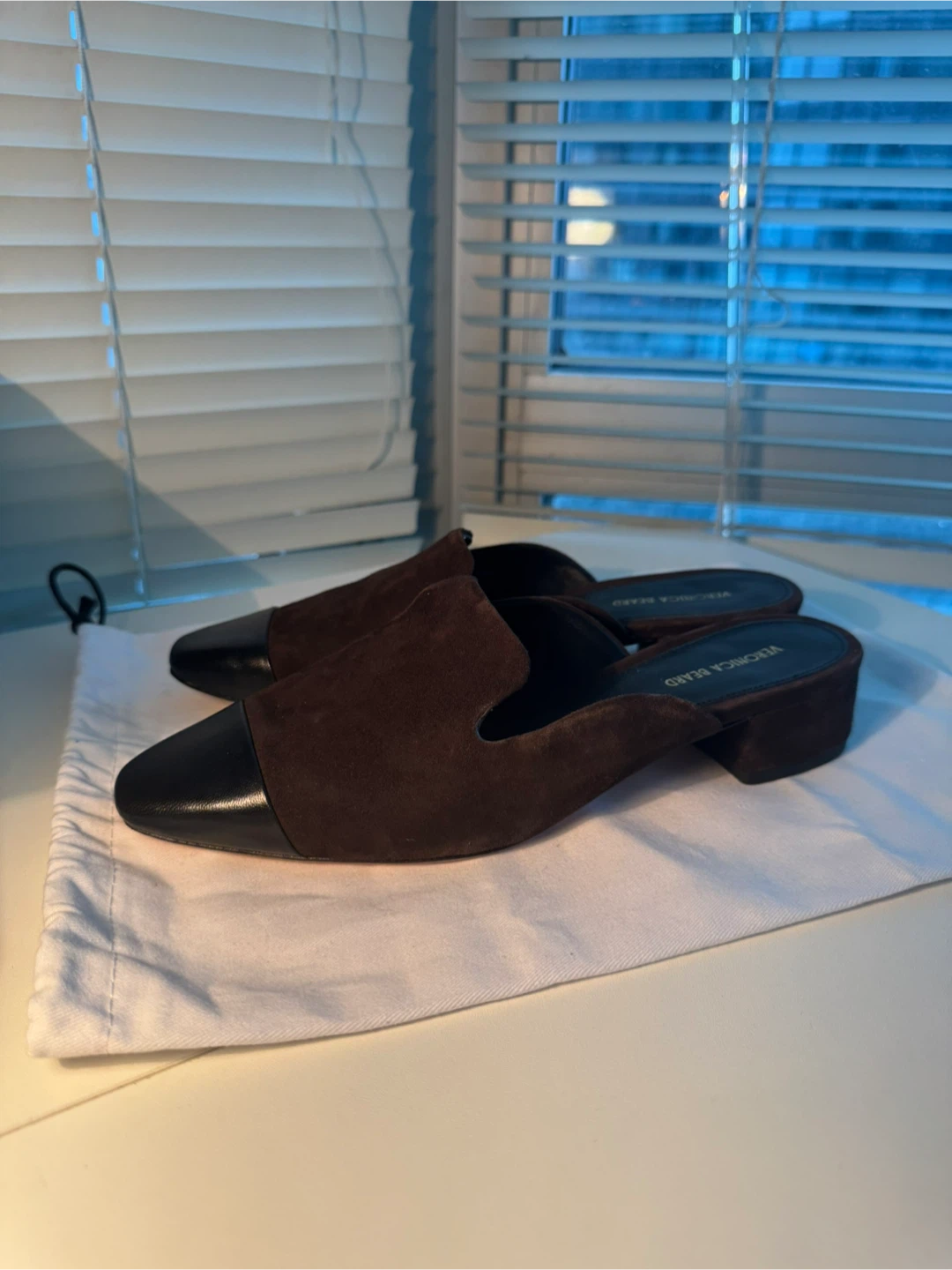 Veronica Beard Cecile Suede Cap-Toe Mules - Brown - photo 3