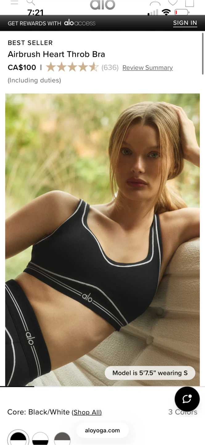 Alo Yoga Set - Black/White - Size M - photo 4