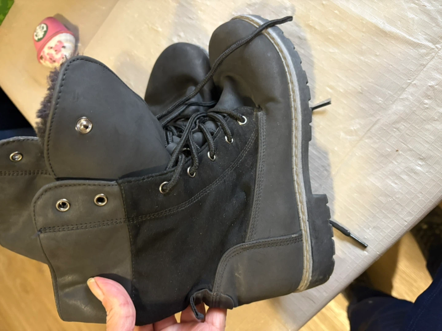 Black Faux Fur Lined Winter Boots - photo 3