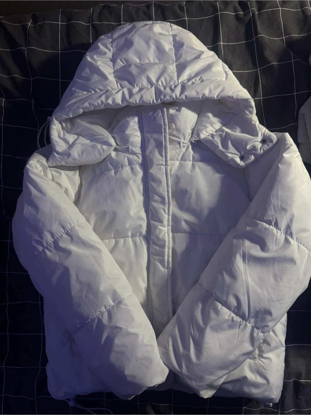 White Puffer Jacket with Hood