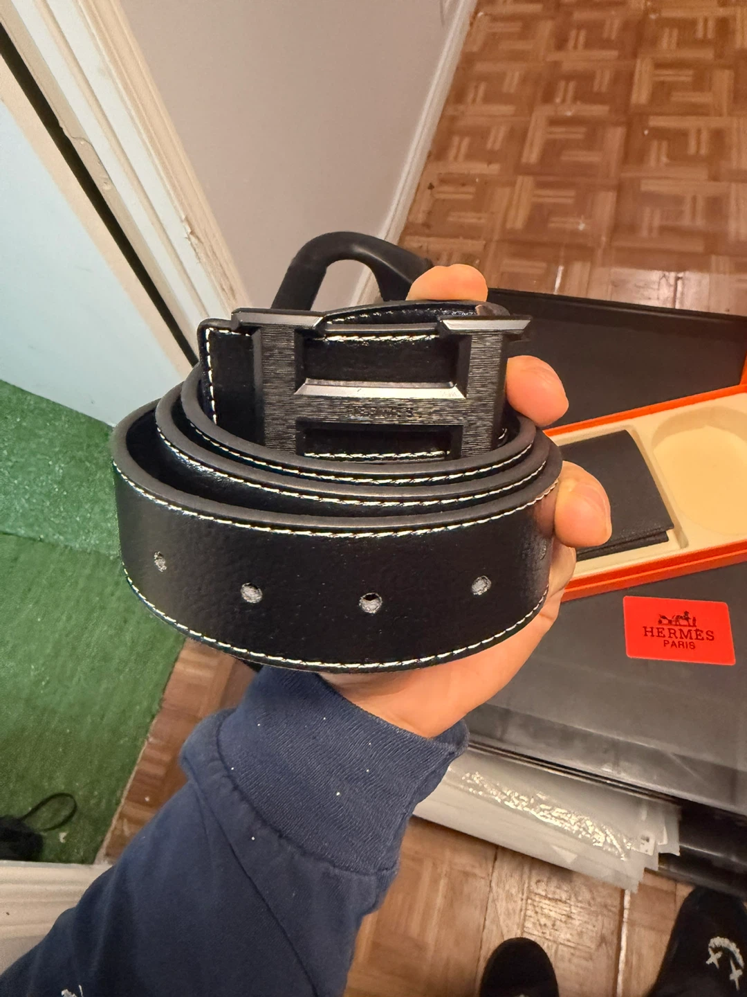 Hermes Black Leather Belt and Wallet Set - photo 3