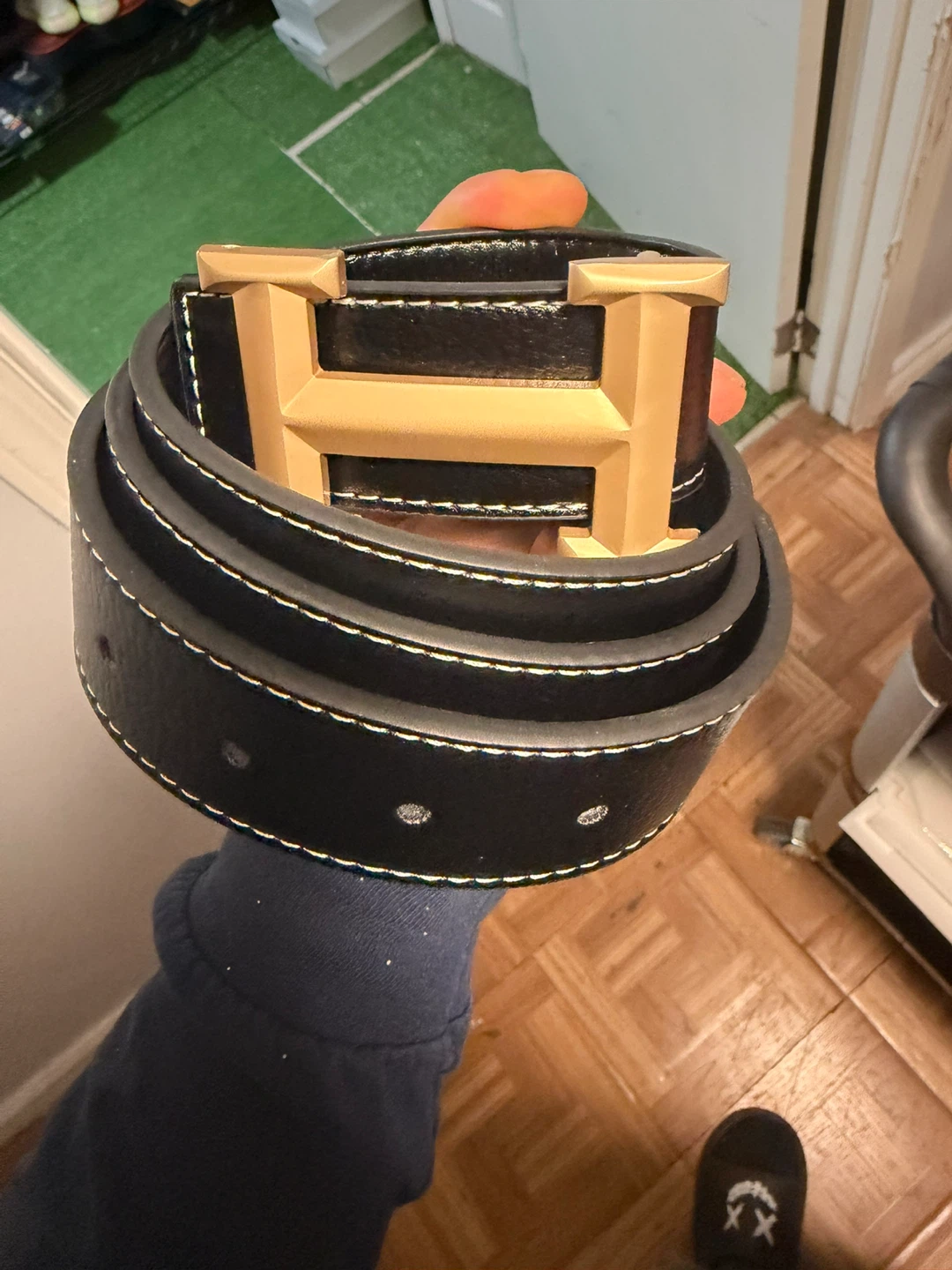 Hermes Black Leather Belt and Bifold Wallet Set - photo 3