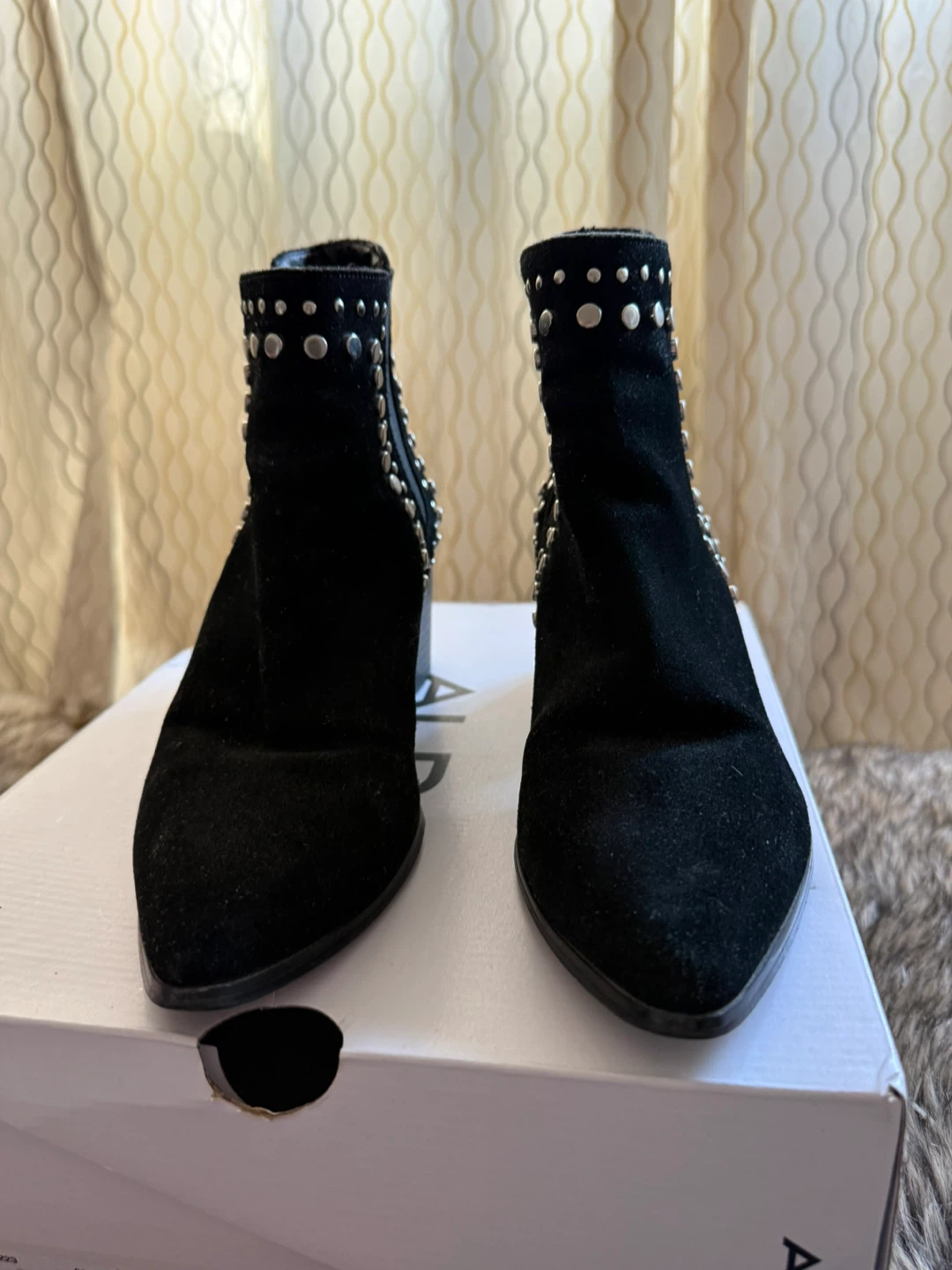 Aldo Black Suede Studded Ankle Boots - photo 4
