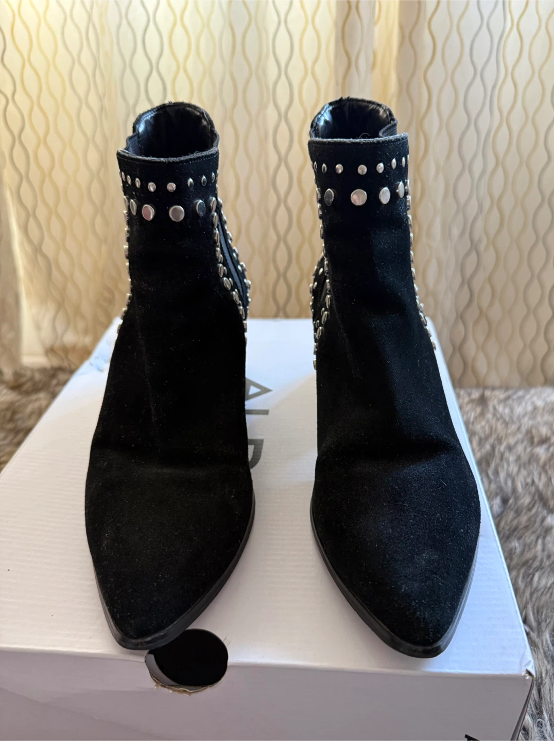 Aldo Black Suede Studded Ankle Boots - photo 3