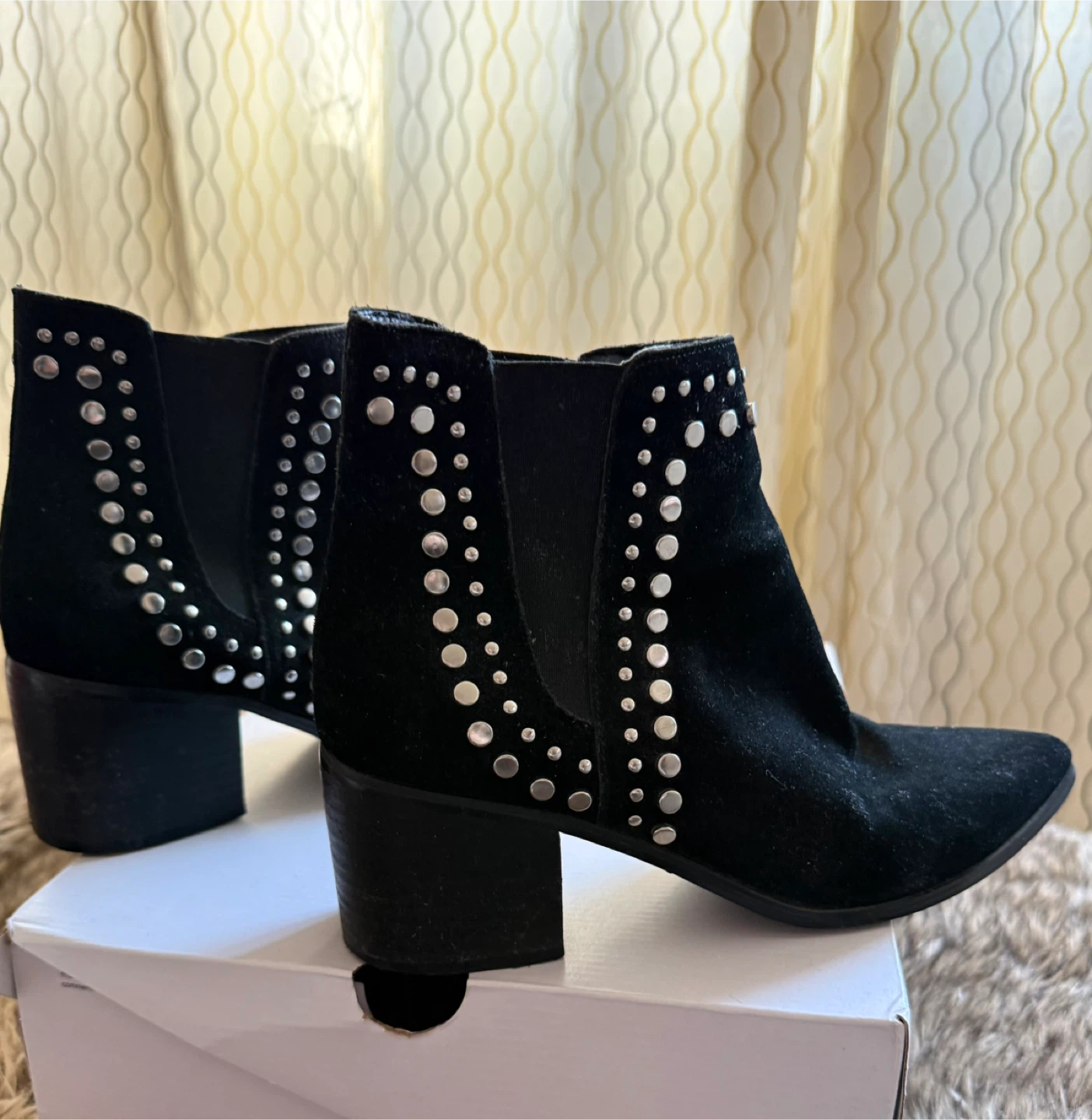 Aldo Black Suede Studded Ankle Boots