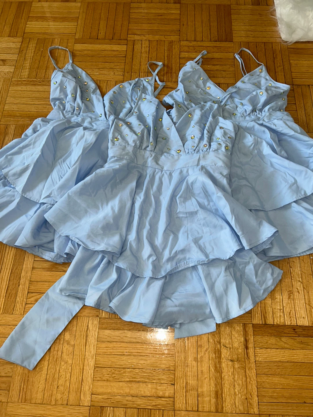 Light Blue Embellished Tiered Dress - photo 2