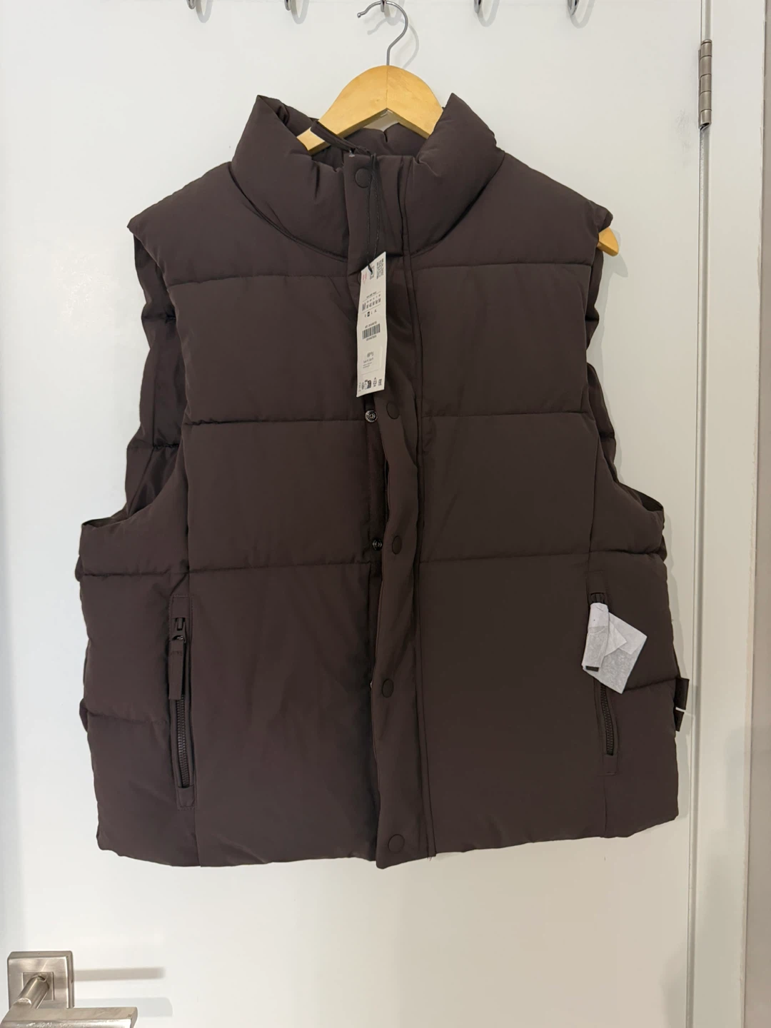 Zara Puffer Vest - Brown, Size M - photo 5