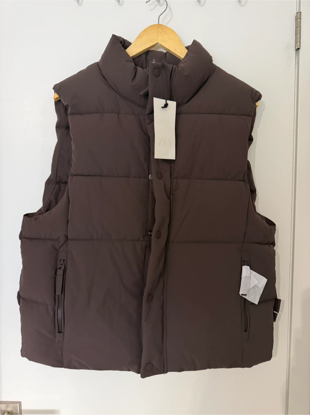 Zara Puffer Vest - Brown, Size M - photo 2
