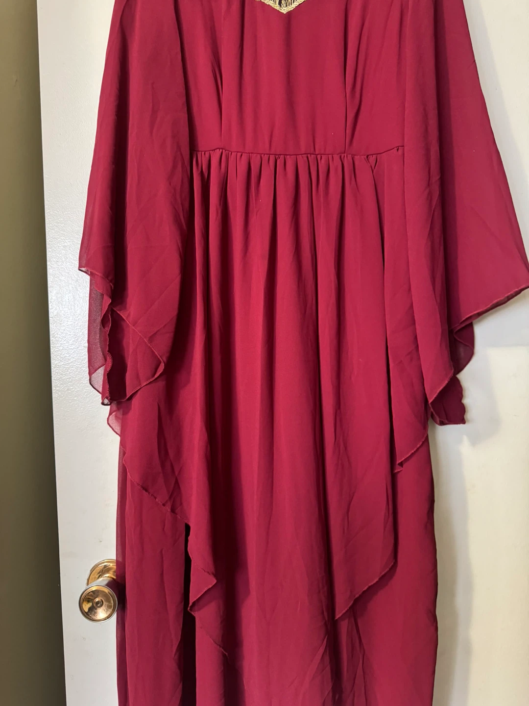 Moosta+ Women's Burgundy Embroidered Chiffon Dress - Size M